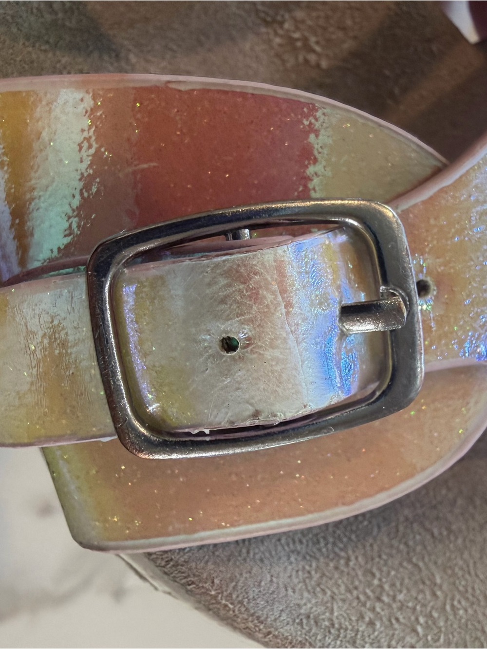 Cat & Jack Iridescent Pink Pearl Kids Buckle Sandals - Target - Picture 8 of 15